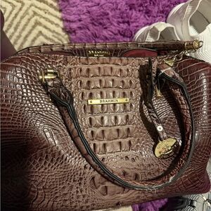 Brahmin Tan Crocodile Embossed Satchel